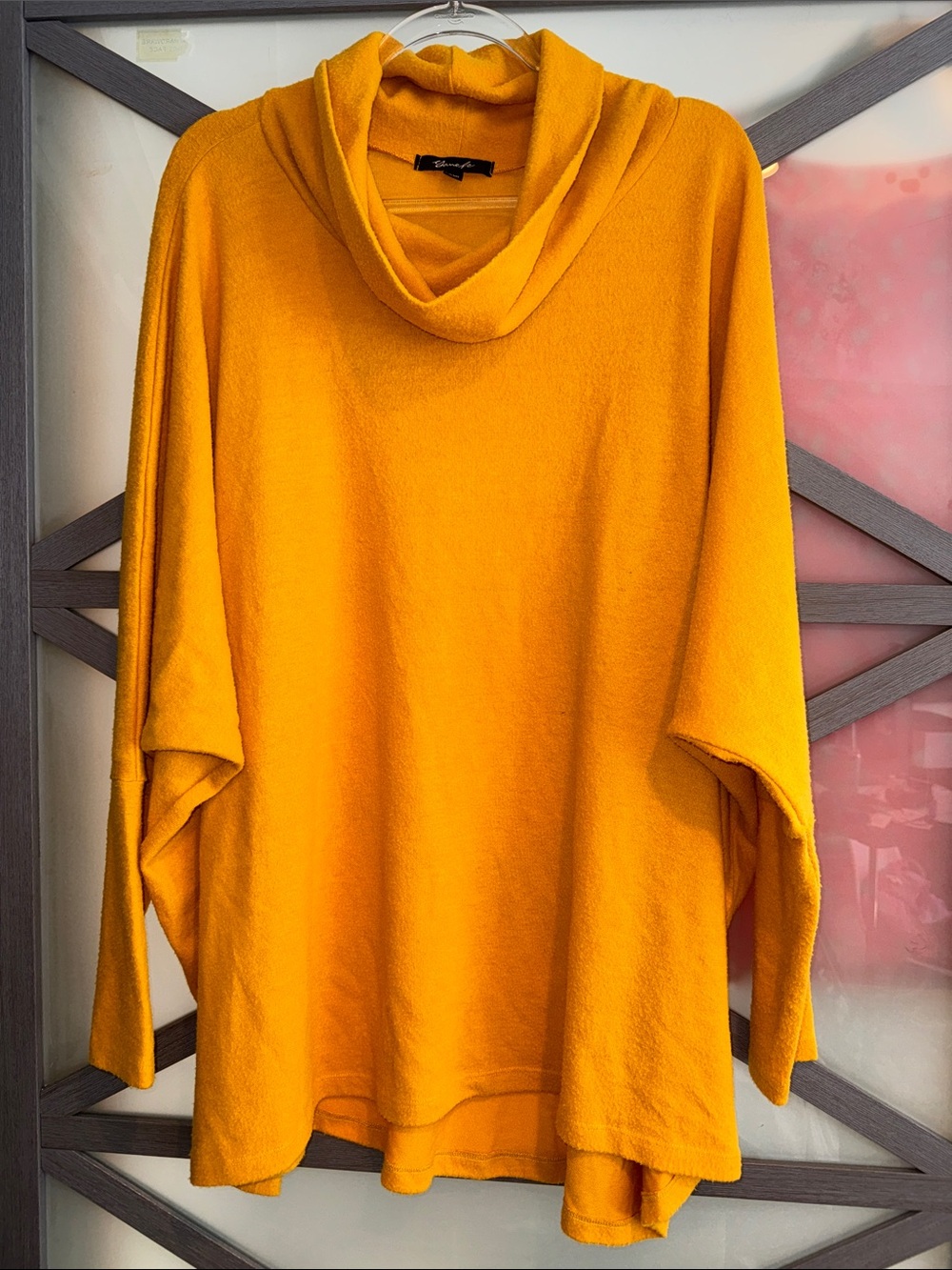 Yana K Mustard Gold Cowl Neck Oversized Poncho Tunic One Size
